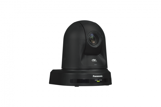4K PTZ-Kamera Panasonic AW-UE50KEJ in Schwarz mit modernem Dome-Design und gut sichtbarer Linse, ideal zum Mieten für professionelle Videoaufnahmen.