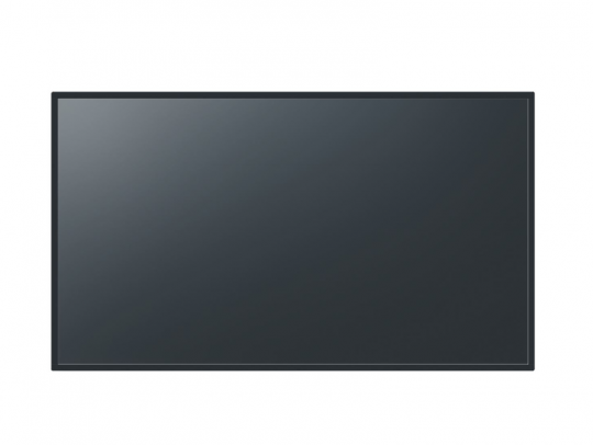 Großes, modernes Flachbildfernsehgerät mit dünnem schwarzen Rahmen vor weißem Hintergrund; der Bildschirm ist ausgeschaltet und spiegelt leicht - idealer LED-TV oder Monitor zum Kaufen oder Mieten für Zuhause oder Büro.