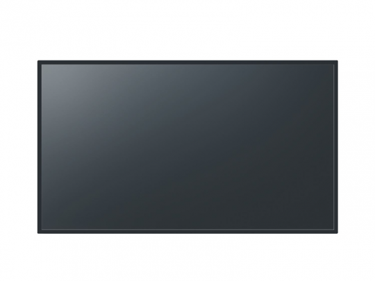 Großer, schwarzer Flachbildfernseher oder Monitor mit dünnem Rahmen, ausgeschaltet und mit reflektierender Oberfläche, vor weißem Hintergrund - ideal zum Kaufen oder Mieten.