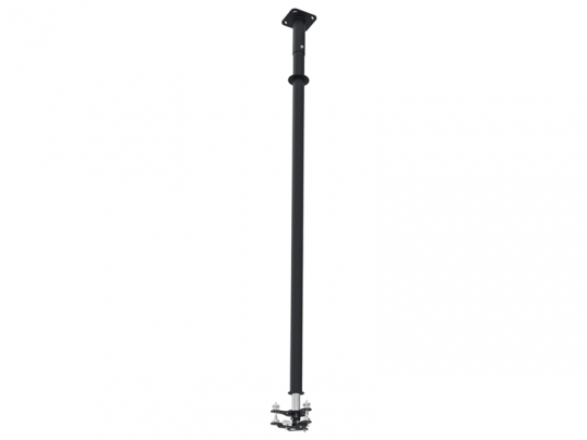 Schwarzer, verstellbarer Deckenhalterungs-Stab mit Montageplatte für Beamer oder Kamera; flache Basis zur einfachen Deckenmontage - ideal zum Kaufen oder Mieten für Büro- und Arbeitsräume.