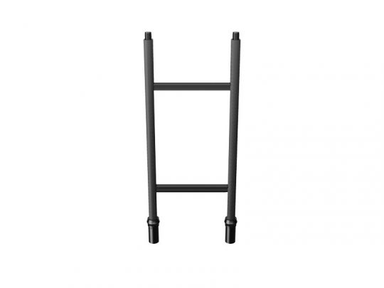 Produktbild: Der Unilumin Stacking - URMIII Stacking Rahmen (Neuware); schwarzer Metallrahmen mit zwei seitlichen Schienen und zwei horizontalen Streben, freistehend vor weißem Hintergrund abgebildet.