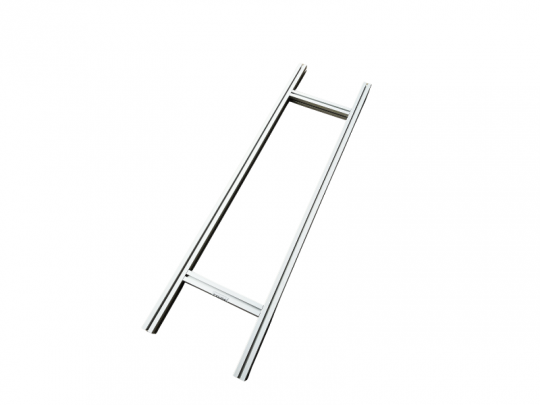 Unilumin Stacking URMIII Türgriff aus silbernem Metall, modernes Rohrdesign, geeignet für Ballastauflage, vor weißem Hintergrund.
