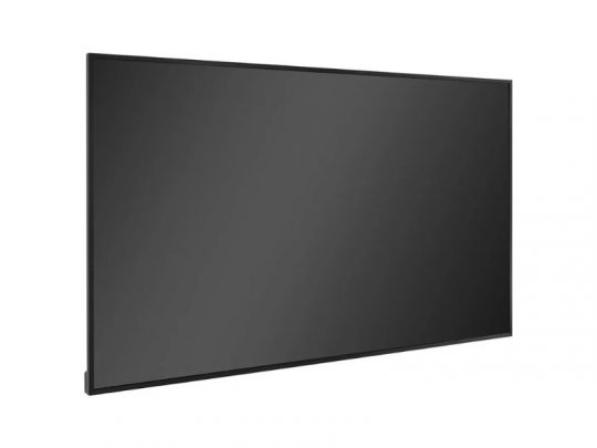 55 Zoll Professional Display Legamaster DISCOVER 2 DIS-5510 (Neuware) mit schwarzem, schmalem Rahmen, leicht seitlich vor weißem Hintergrund fotografiert - ideal als modernes Business-Display zum Kaufen.