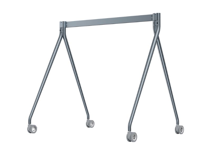 Rollator mit stabilem Metallrahmen, vier schräg stehenden Beinen und jeweils einer Rolle an jedem Bein; das A-förmige Gestell dient als Gehhilfe für mehr Mobilität und ist sowohl zum Kauf als auch zur Miete verfügbar.