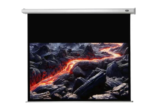 Motorleinwand Celexon Economy (Neuware) mit beeindruckender Projektion von rot leuchtender, glühender Lava zwischen dunklen Felsen - hochwertige Projektionsfläche für fesselnde Heimkino-Erlebnisse, jetzt kaufen.